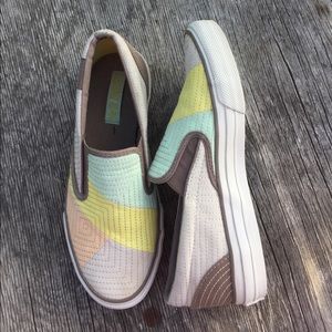 Size 8 women's patchwork converse slip on's